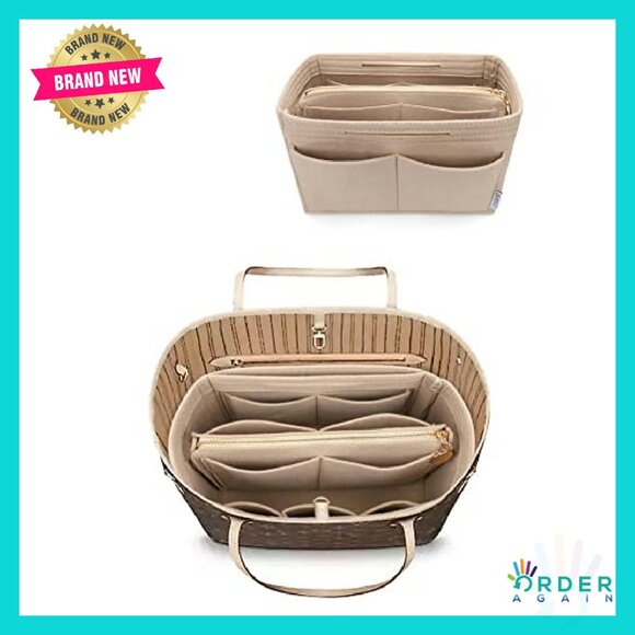 Felt Purse Organizer Insert Zipper Tote Shaper Speedy Neverfull Fit - Picture 2 of 8